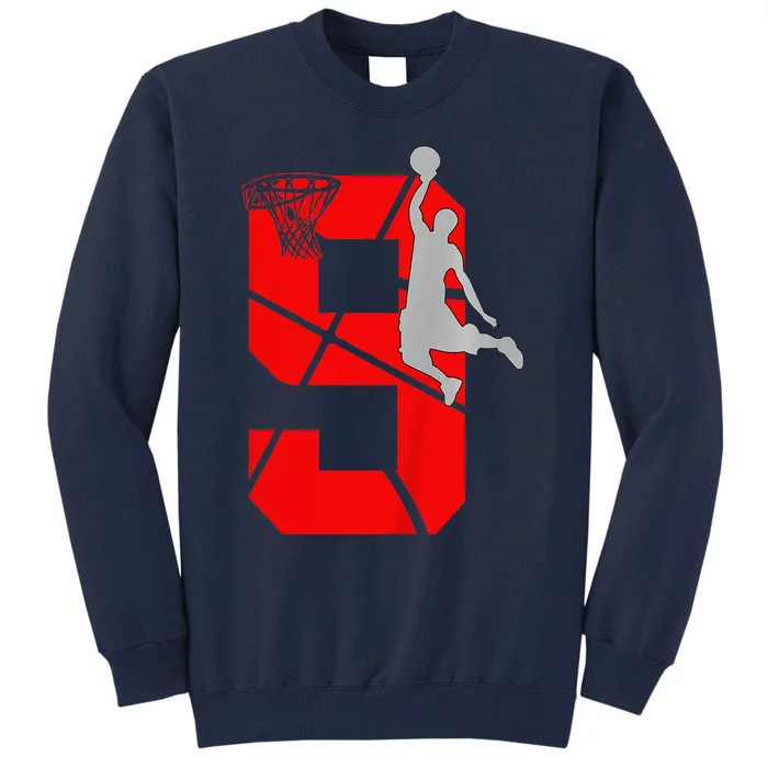 9 Year Old 9th Basketball Birthday Partytheme Tall Sweatshirt