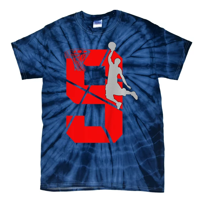 9 Year Old 9th Basketball Birthday Partytheme Tie-Dye T-Shirt