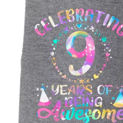 9 Years Of Being Awesome 9 Years Old 9th Birthday Tie Dye Doggie 3-End Fleece Hoodie