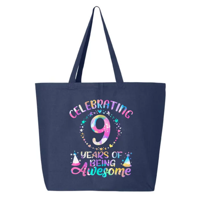 9 Years Of Being Awesome 9 Years Old 9th Birthday Tie Dye 25L Jumbo Tote