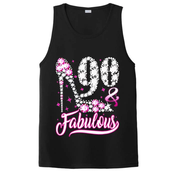 90 Years Old Gifts 90 & Fabulous 90th Birthday Pink Diamond Performance Tank