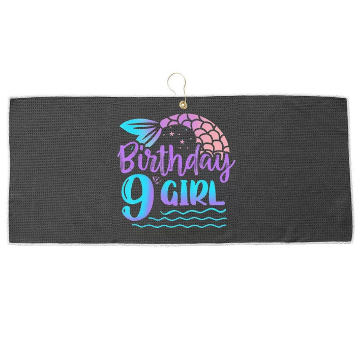 9 Year Old Gift Mermaid Tail 9th Birthday Daughter Large Microfiber Waffle Golf Towel