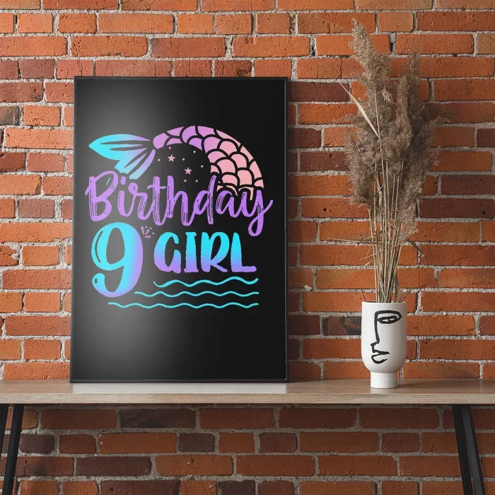 9 Year Old Gift Mermaid Tail 9th Birthday Daughter Poster