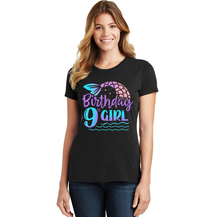 9 Year Old Gift Mermaid Tail 9th Birthday Daughter Women's T-Shirt