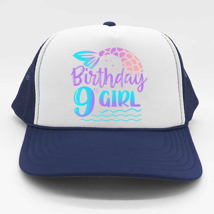 9 Year Old Gift Mermaid Tail 9th Birthday Daughter Trucker Hat