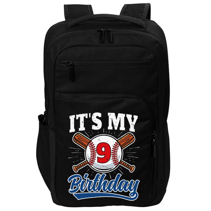 9 Years Old Baseball Player 9th Birthday Party Impact Tech Backpack