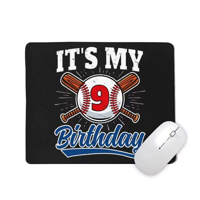 9 Years Old Baseball Player 9th Birthday Party Mousepad