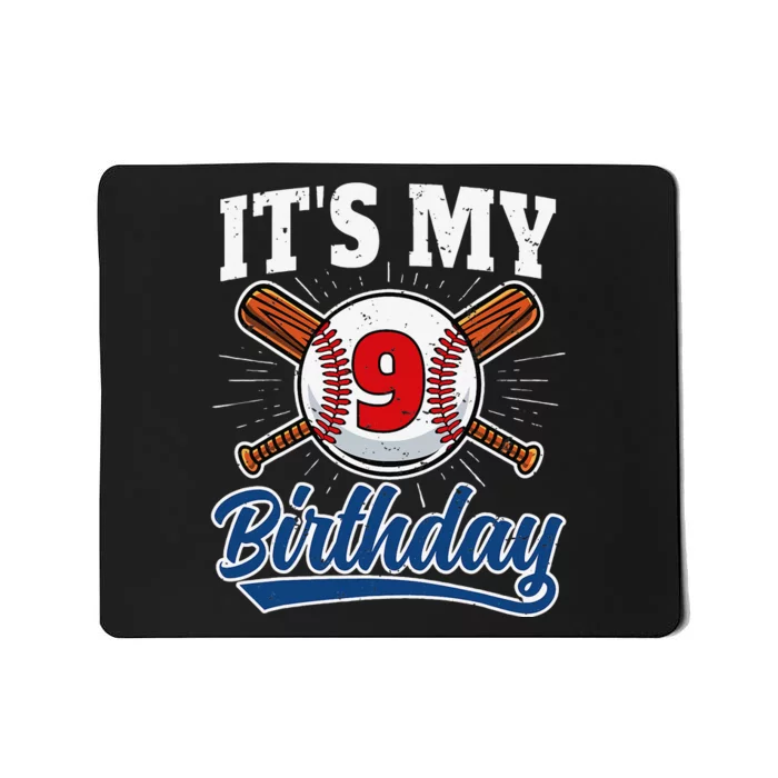 9 Years Old Baseball Player 9th Birthday Party Mousepad