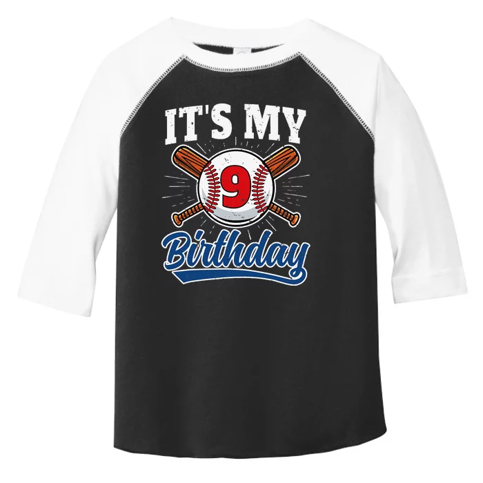 9 Years Old Baseball Player 9th Birthday Party Toddler Fine Jersey T-Shirt