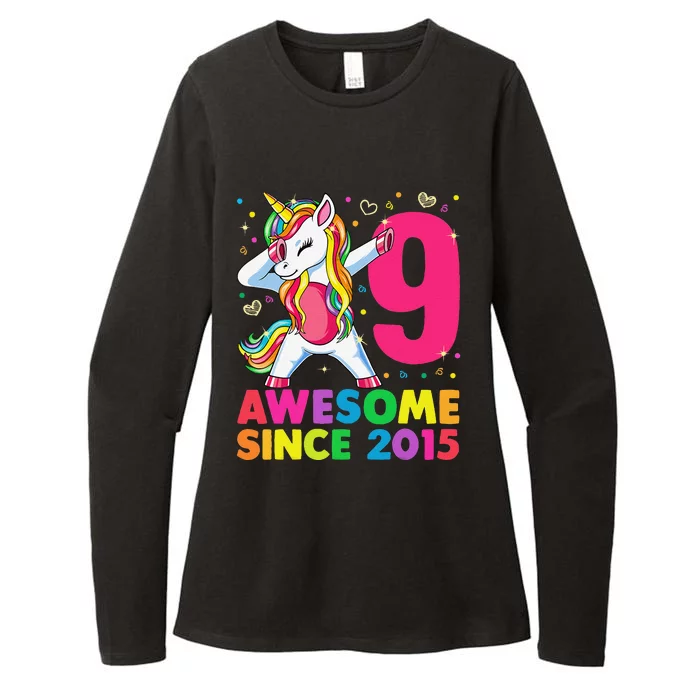 9 Years Old Unicorn Dabbing 9th Birthday Girl Unicorn Party Womens CVC Long Sleeve Shirt