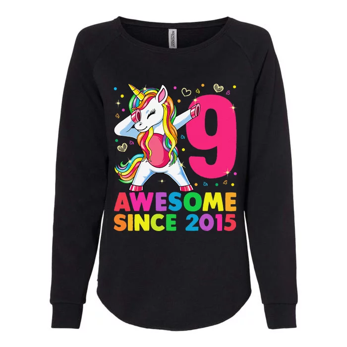 9 Years Old Unicorn Dabbing 9th Birthday Girl Unicorn Party Womens California Wash Sweatshirt