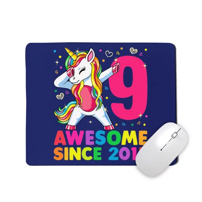 9 Years Old Unicorn Dabbing 9th Birthday Girl Unicorn Party Mousepad