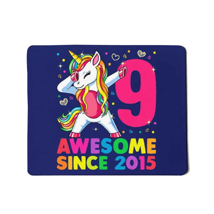 9 Years Old Unicorn Dabbing 9th Birthday Girl Unicorn Party Mousepad