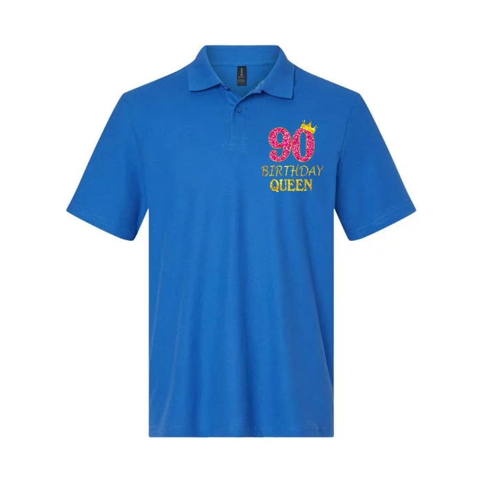 90 Years Old Birthday Queen Funny Gift 90th Birthday Pink Funny Gift Softstyle Adult Sport Polo