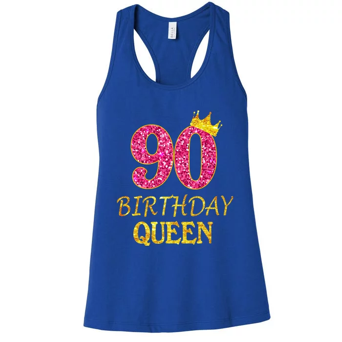 90 Years Old Birthday Queen Funny Gift 90th Birthday Pink Funny Gift Women's Racerback Tank