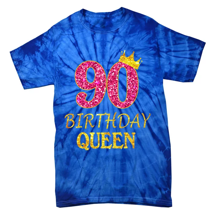 90 Years Old Birthday Queen Funny Gift 90th Birthday Pink Funny Gift Tie-Dye T-Shirt