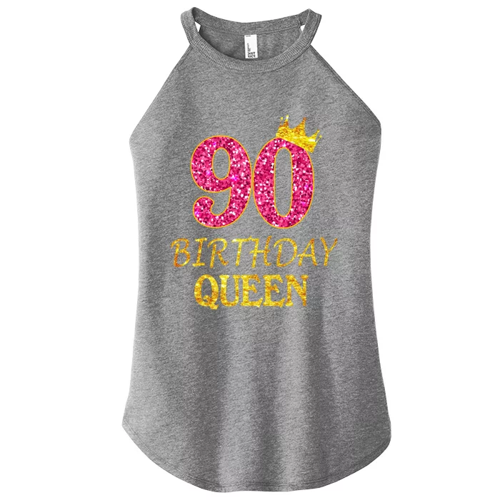 90 Years Old Birthday Queen Funny Gift 90th Birthday Pink Funny Gift Women’s Perfect Tri Rocker Tank