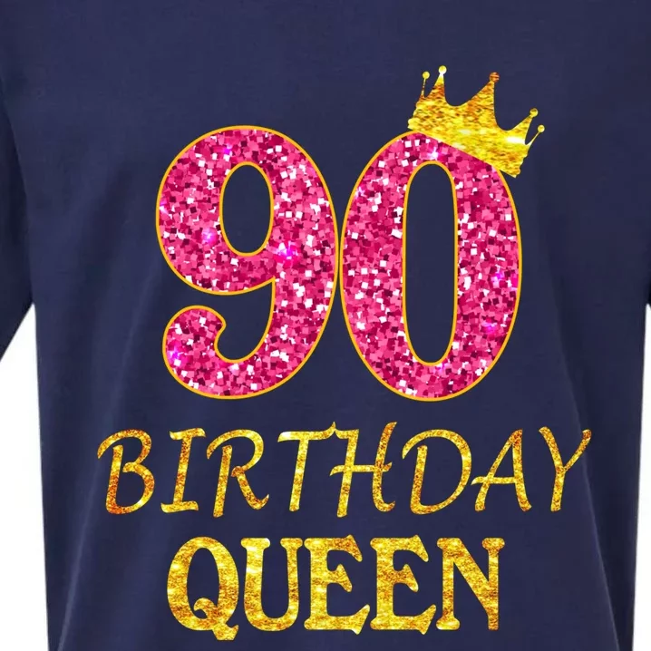 90 Years Old Birthday Queen Funny Gift 90th Birthday Pink Funny Gift Sueded Cloud Jersey T-Shirt