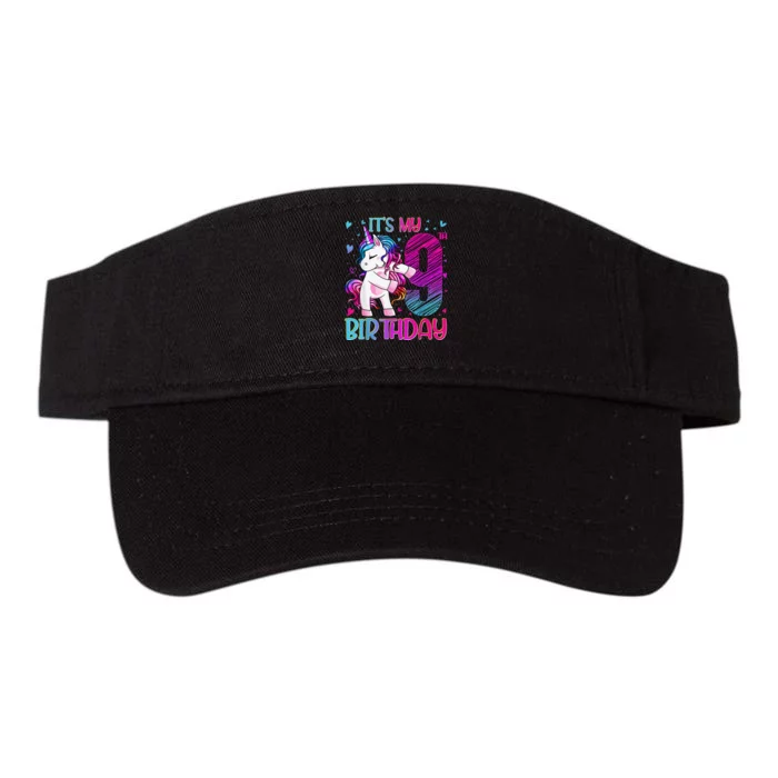 9 Years Old Unicorn Flossing 9th Birthday Unicorn Party Valucap Bio-Washed Visor