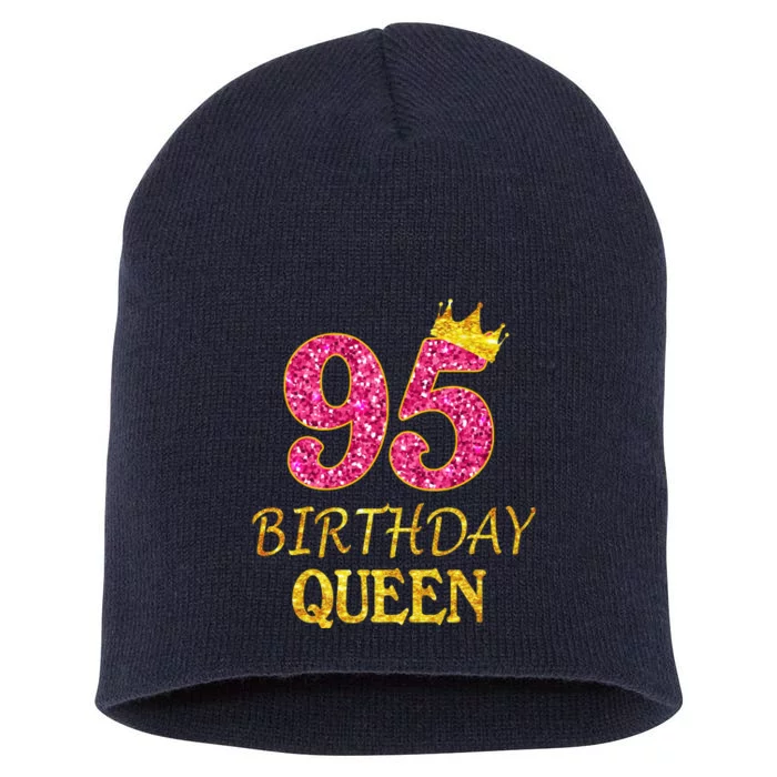 95 Years Old Birthday Present Queen Girl Shirt 95th Birthday Present Pink Short Acrylic Beanie