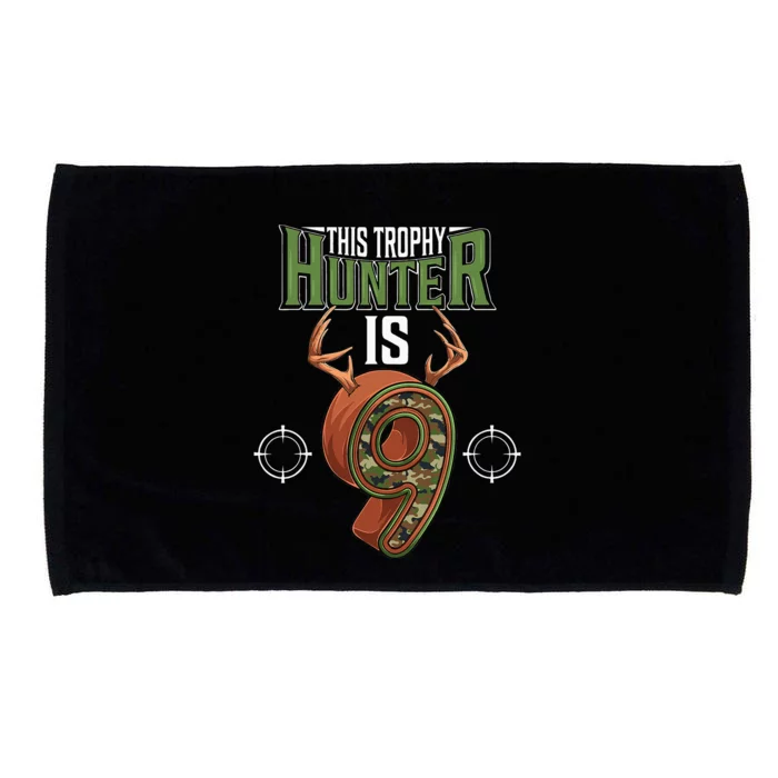 9 Year Old Hunting 9th Birthday Party Deer Hunter Microfiber Hand Towel