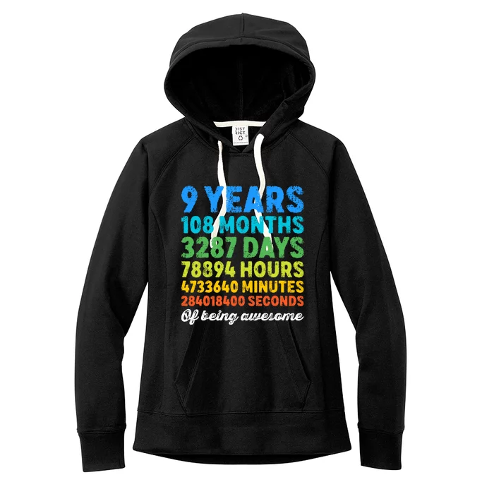 9 Years Old Gifts 9th Birthday Vintage Retro Countdown Women's Fleece Hoodie