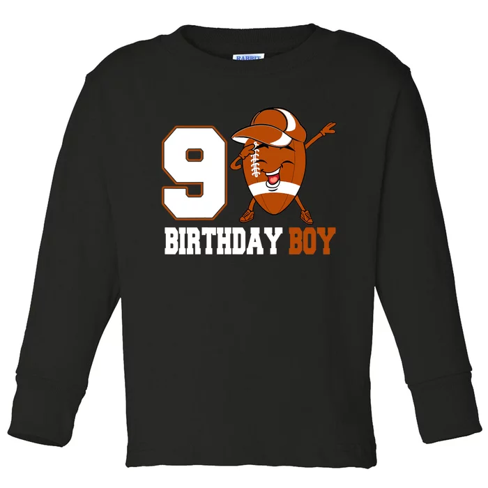 9 Year Old Gifts Dabbing Football 9th Birthday Boy Teens Toddler Long Sleeve Shirt