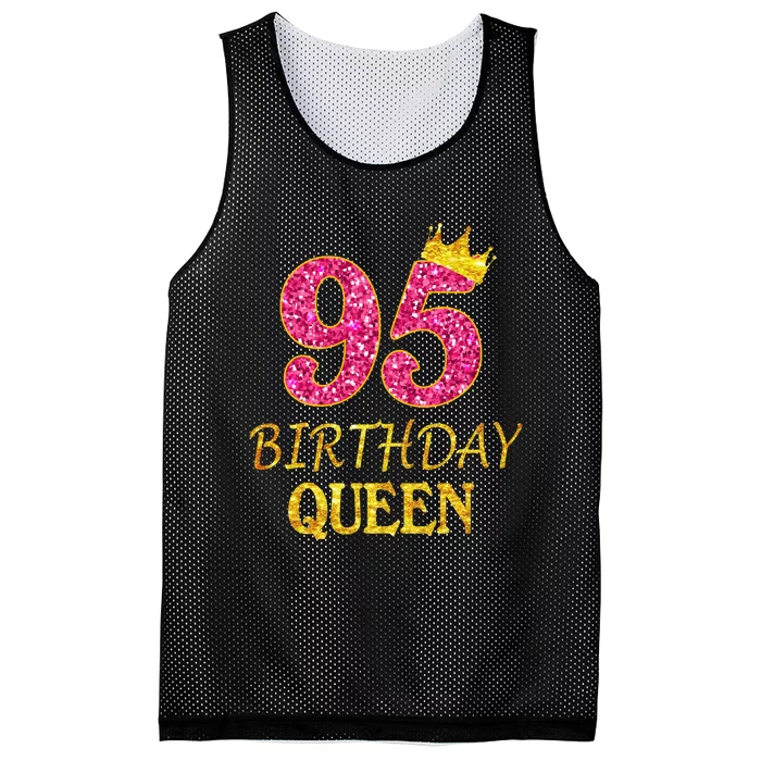 95 Years Old Birthday Queen Girl Shirt 95th Birthday Pink Mesh Reversible Basketball Jersey Tank