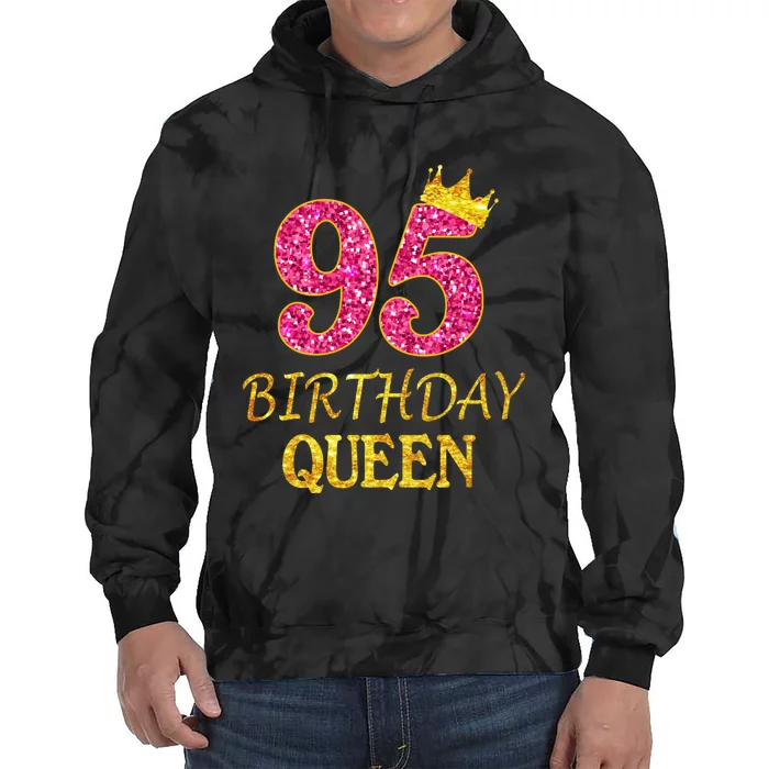 95 Years Old Birthday Queen Girl Shirt 95th Birthday Pink Tie Dye Hoodie