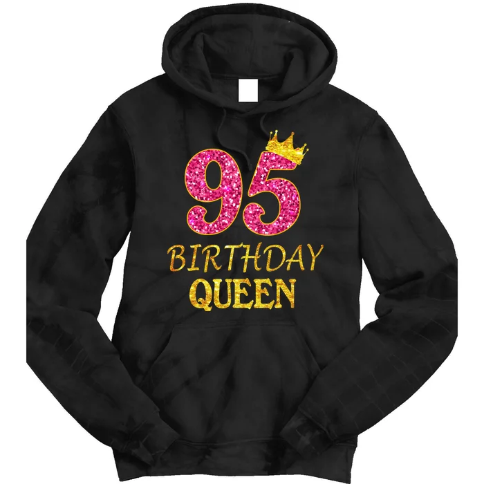 95 Years Old Birthday Queen Girl Shirt 95th Birthday Pink Tie Dye Hoodie