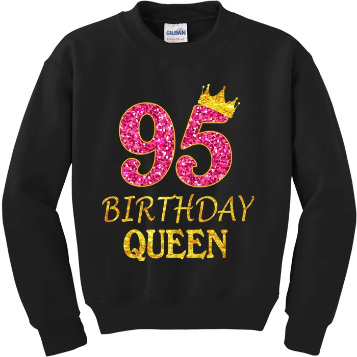 95 Years Old Birthday Queen Girl Shirt 95th Birthday Pink Kids Sweatshirt