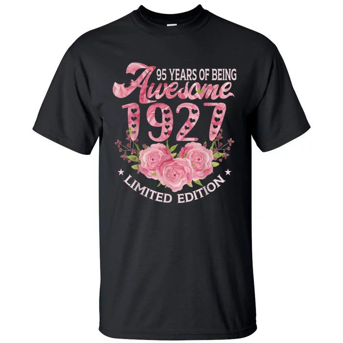 95 Year Old Pink Vintage 1927 bday gift 95th Birthday Wo Tall T-Shirt