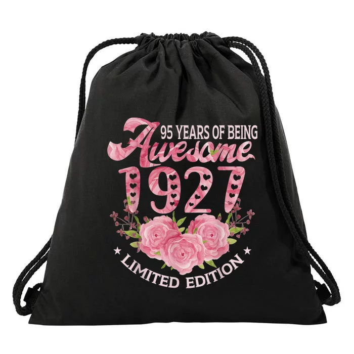 95 Year Old Pink Vintage 1927 bday gift 95th Birthday Wo Drawstring Bag