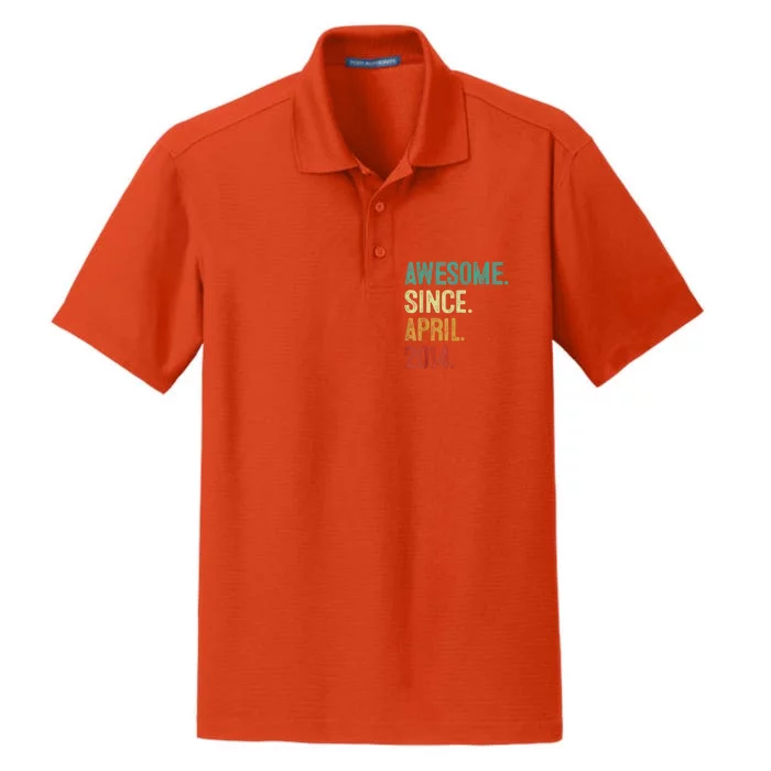 9 Years Old Awesome Since April 2014 9th Birthday Dry Zone Grid Performance Polo