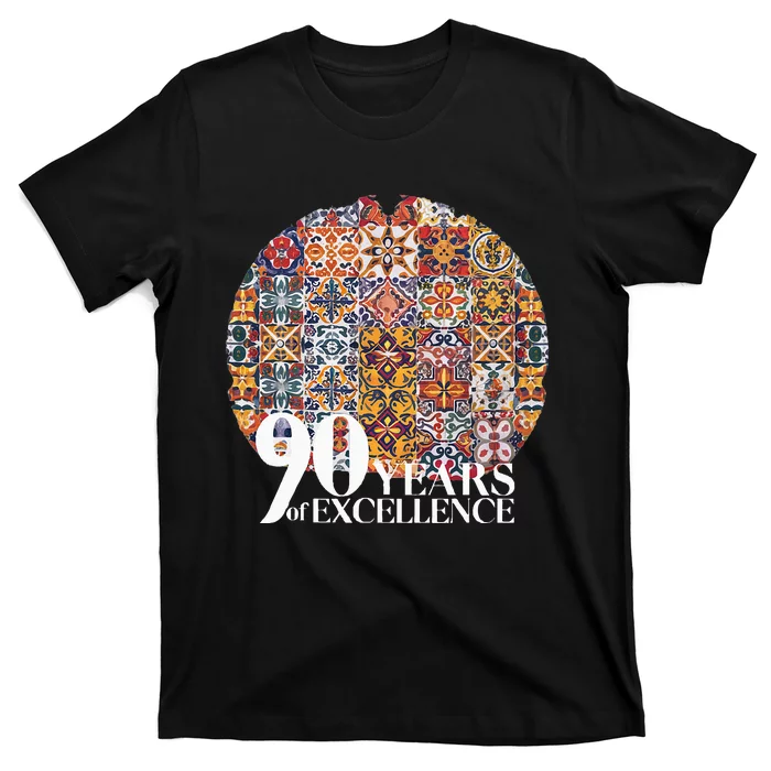 90 Years Of Excellence Spanish Tile Birthday Design T-Shirt