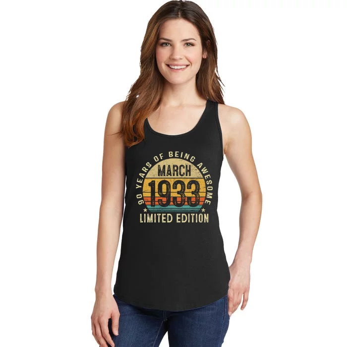 90 Year Old Vintage March 1933 90th Birthday Gift Ladies Essential Tank