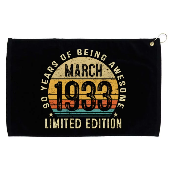 90 Year Old Vintage March 1933 90th Birthday Gift Grommeted Golf Towel