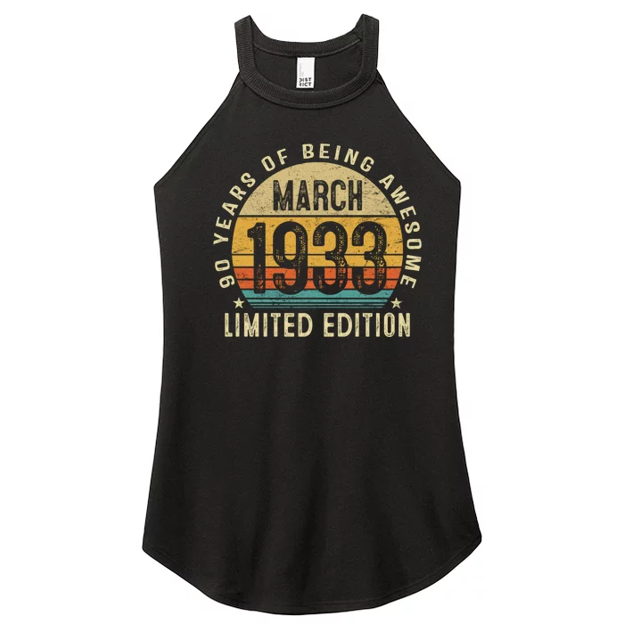 90 Year Old Vintage March 1933 90th Birthday Gift Women’s Perfect Tri Rocker Tank