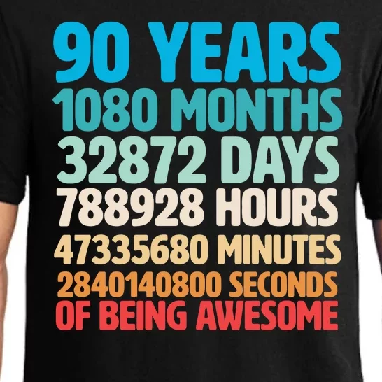 90 Years Of Being Awesome 90th Birthday Time Breakdown Pajama Set