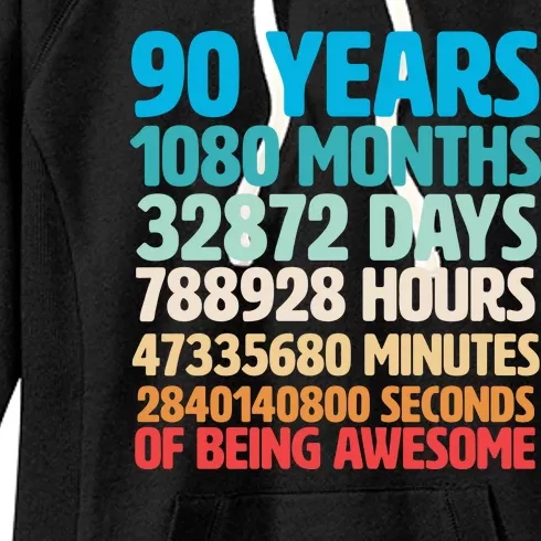 90 Years Of Being Awesome 90th Birthday Time Breakdown Women's Fleece Hoodie