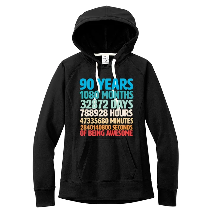 90 Years Of Being Awesome 90th Birthday Time Breakdown Women's Fleece Hoodie