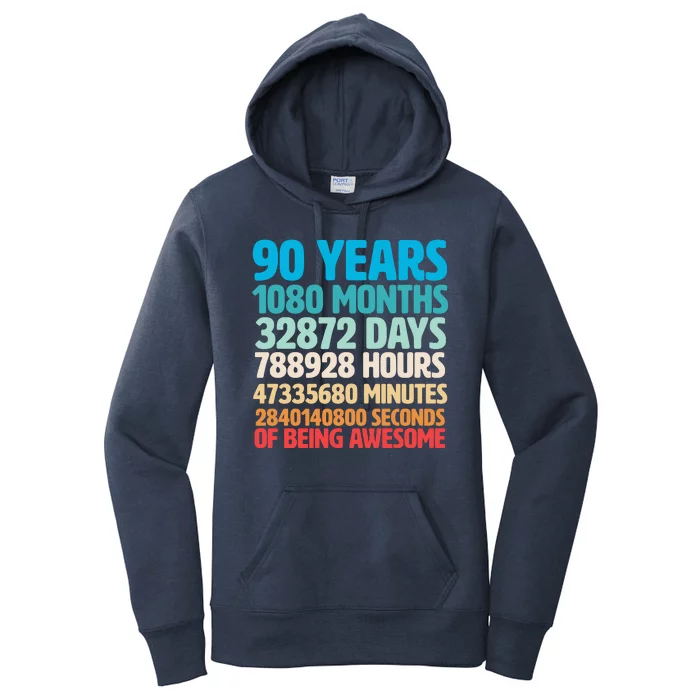 90 Years Of Being Awesome 90th Birthday Time Breakdown Women's Pullover Hoodie