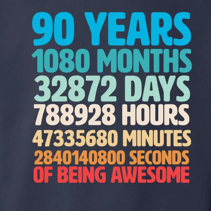 90 Years Of Being Awesome 90th Birthday Time Breakdown Toddler Hoodie