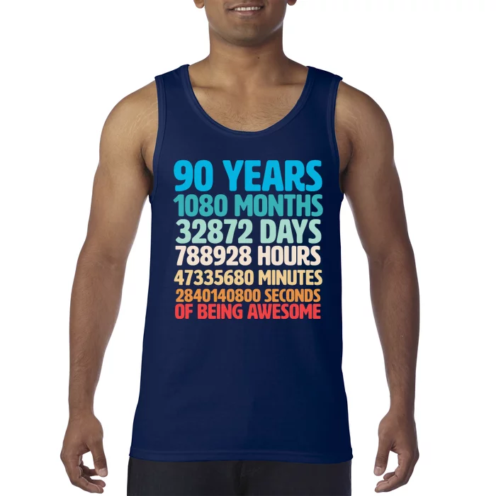 90 Years Of Being Awesome 90th Birthday Time Breakdown Tank Top