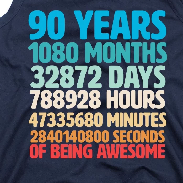 90 Years Of Being Awesome 90th Birthday Time Breakdown Tank Top