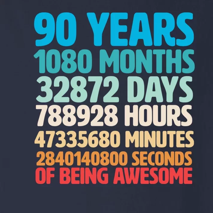 90 Years Of Being Awesome 90th Birthday Time Breakdown Toddler Long Sleeve Shirt