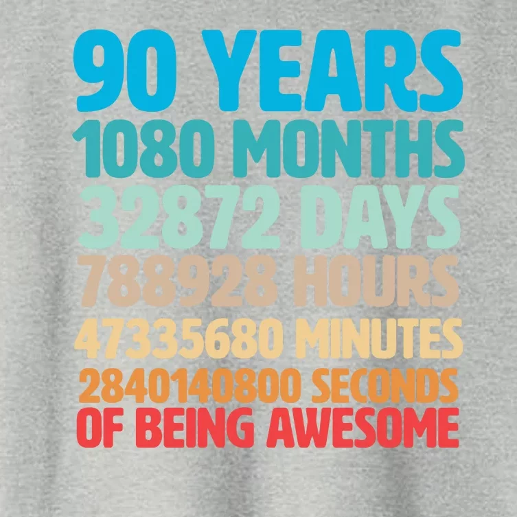 90 Years Of Being Awesome 90th Birthday Time Breakdown Women's Crop Top Tee