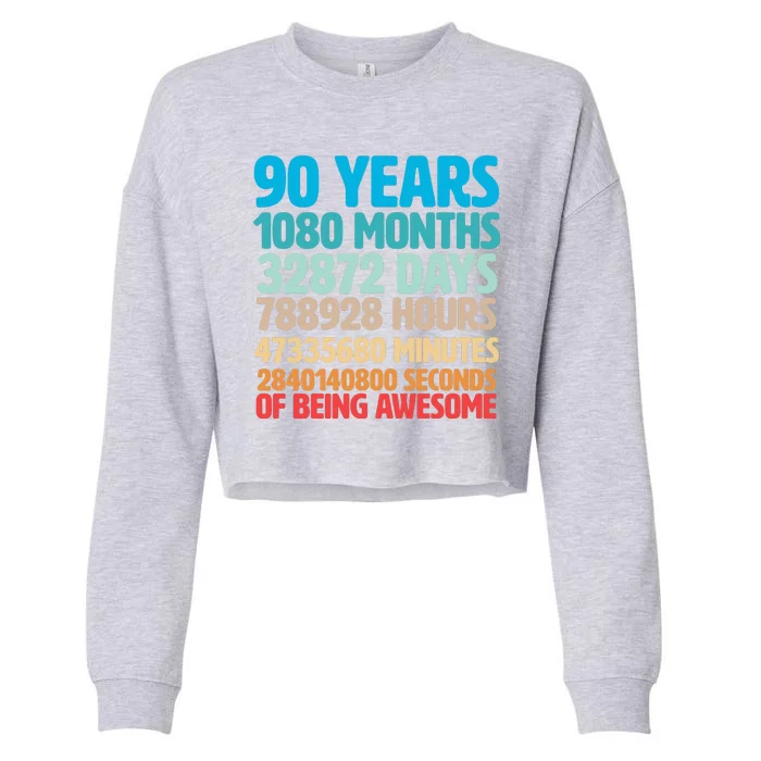 90 Years Of Being Awesome 90th Birthday Time Breakdown Cropped Pullover Crew