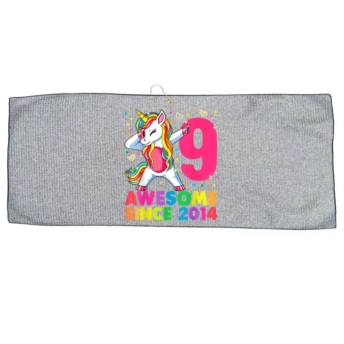 9 Years Old Unicorn Dabbing 9th Birthday Girl Unicorn Party T Large Microfiber Waffle Golf Towel