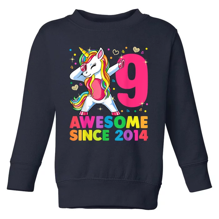 9 Years Old Unicorn Dabbing 9th Birthday Girl Unicorn Party T Toddler Sweatshirt